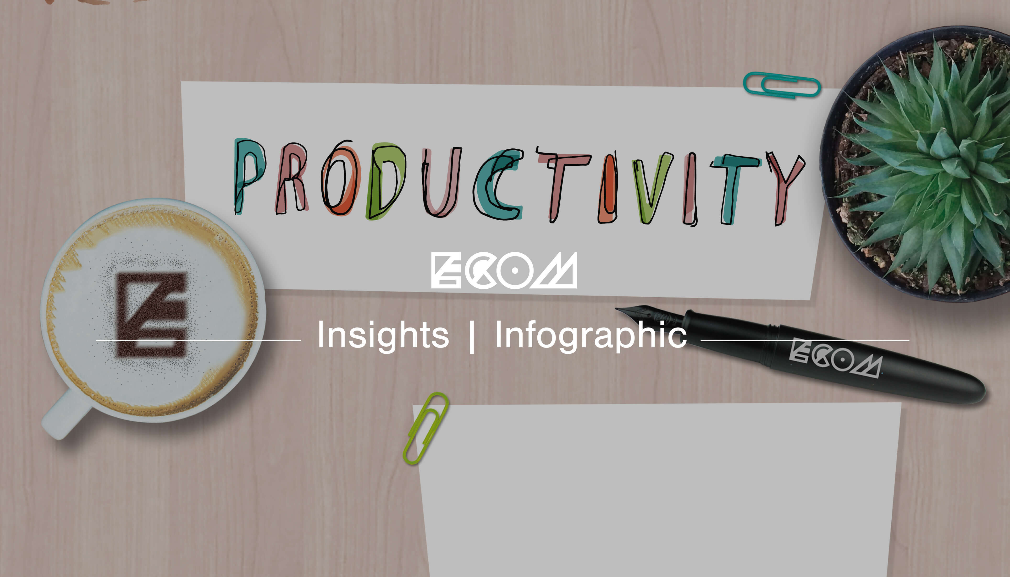 An ECOM branded insights banner for an infographic about productivity