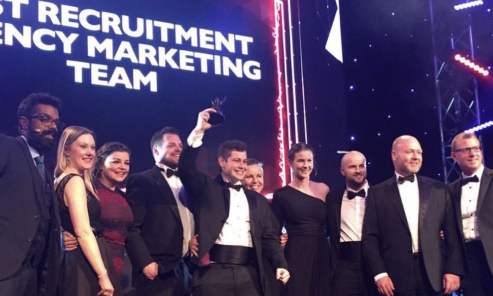 InterQuest Group winning the 'Best Recruitment Agency Marketing Team' Award
